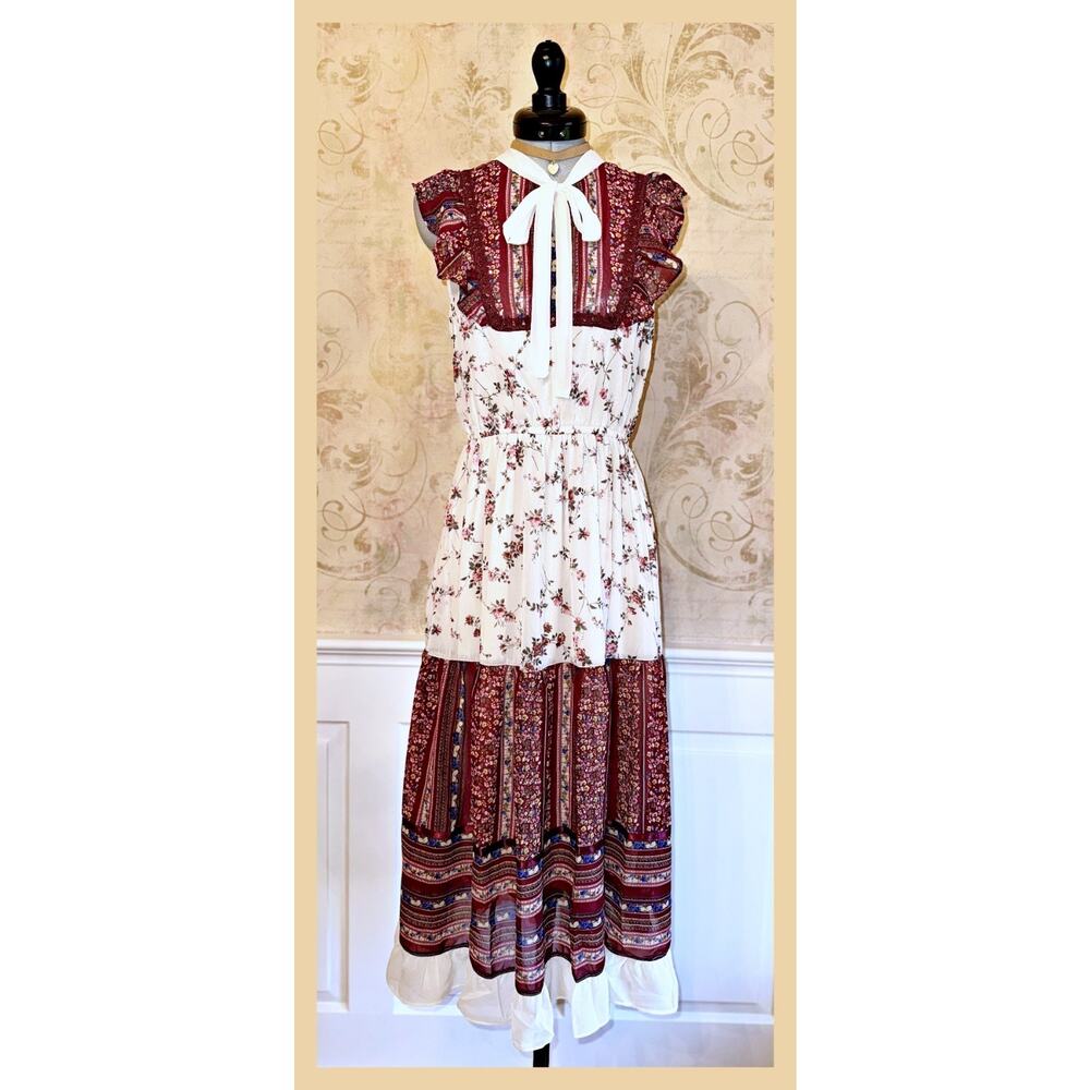 Axes Femme Floral Patchwork One Piece Dress Sz M Himekaji J Fashion Cottagecore